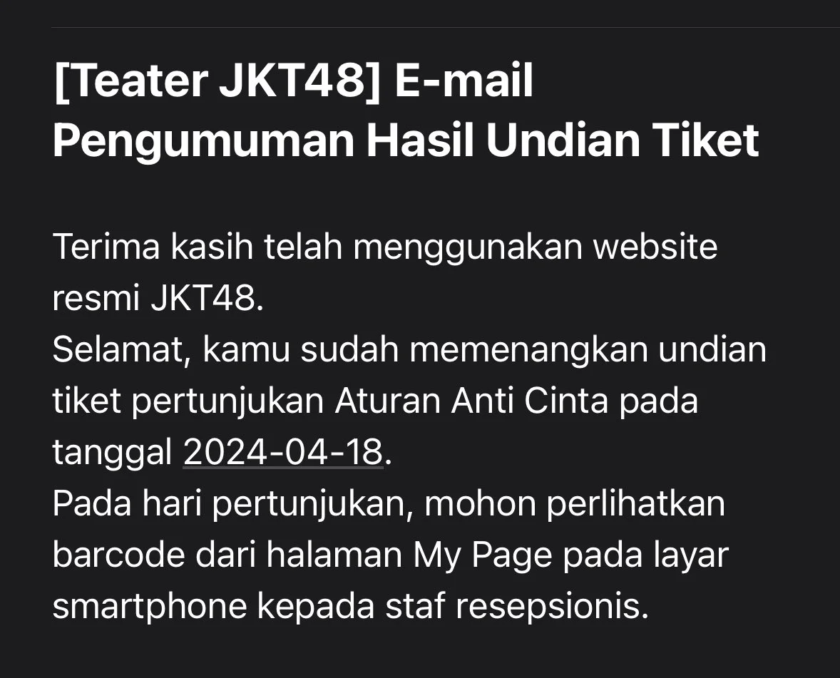 Dapat Tiket Show Aturan Anti Cinta